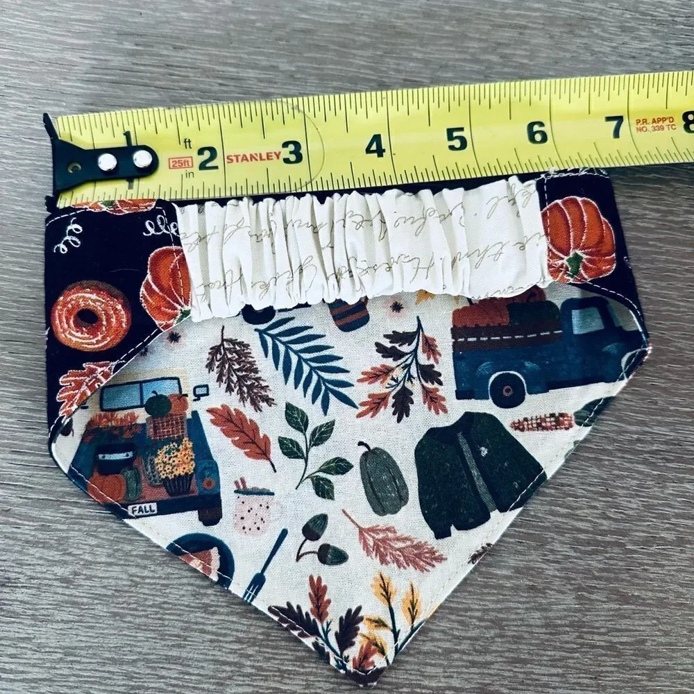 Fall Dog Farmhouse Pumpkin Bandana Neck Collar M